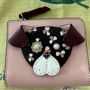 Kate spade small L-zip bifold wallet pup dog.